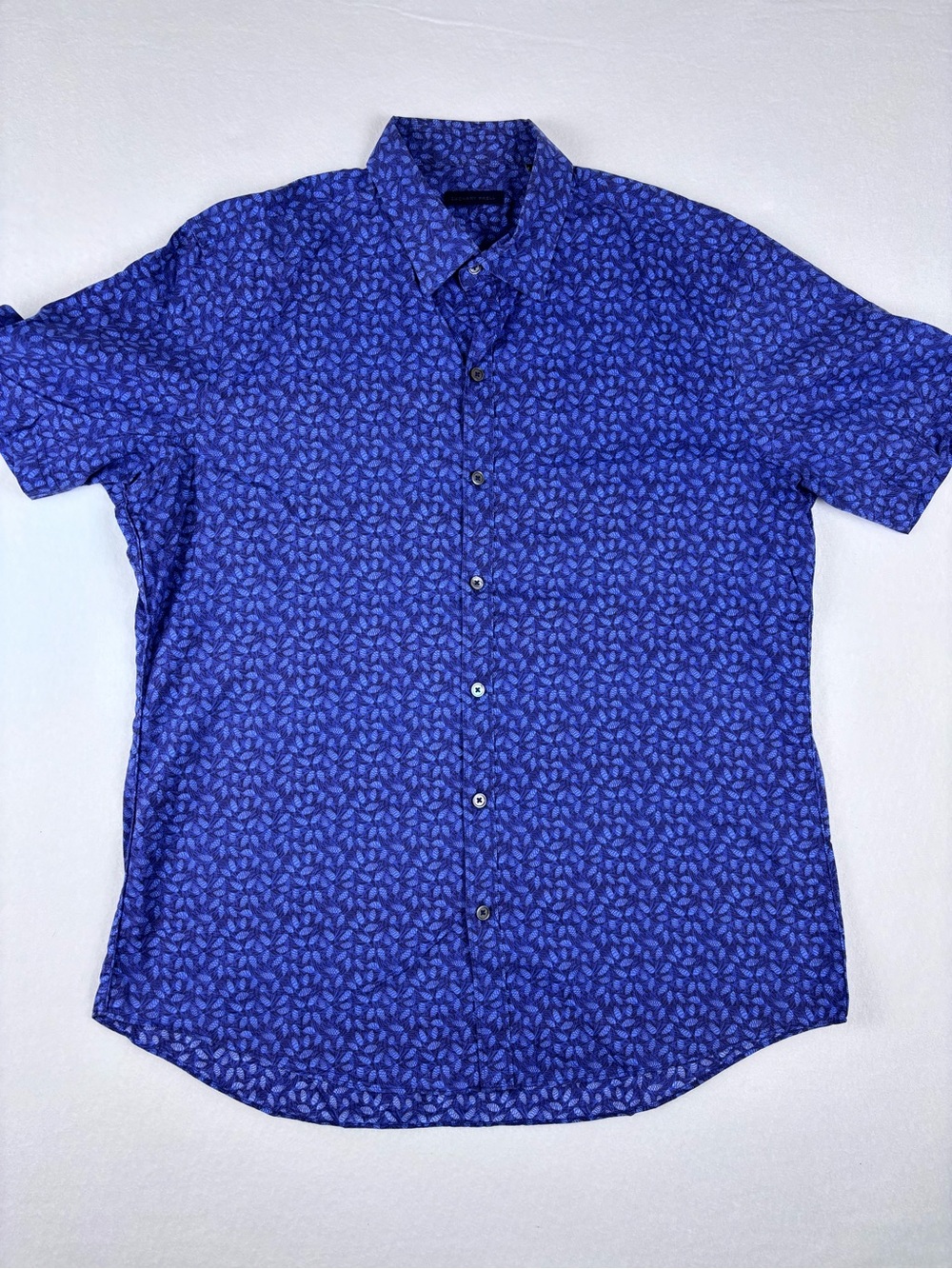 Zachary Prell Blue Short Sleeve Patterned Button-Up Shirt Mens L